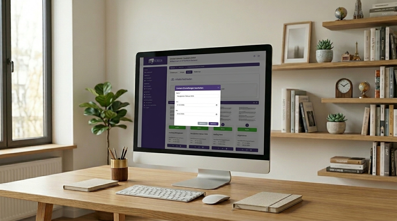 Monitor mit geplanter Inhaltsausspielung für Kitas und Horte
