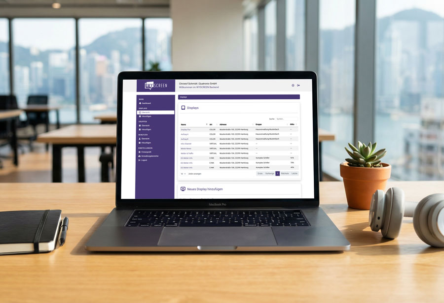 WYSCREEN Dashboard – zentrale Verwaltung