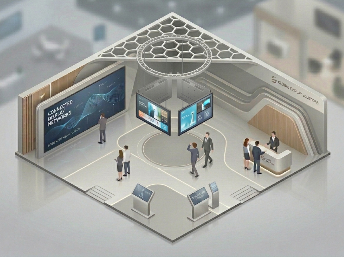 WYSCREEN BOX zur Integration bestehender Monitore und Displays in ein Messestand-Konzept