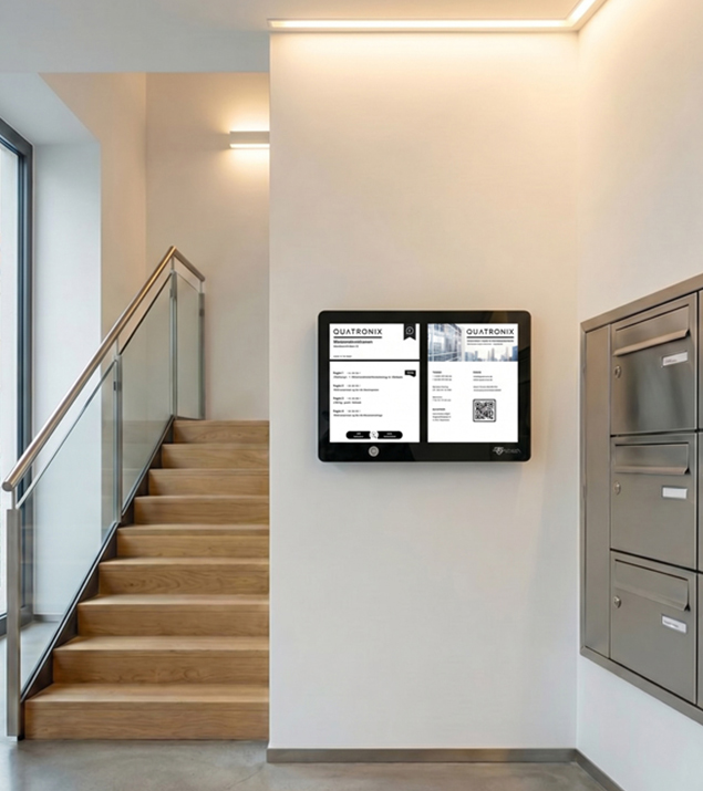 WYSCREEN EINK im Flur/Treppenhaus – Informationen sichtbar